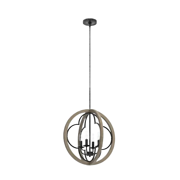 Genuine Hunter Gablecrest French Oak Rustic Iron 4 Light Pendant Sustainable