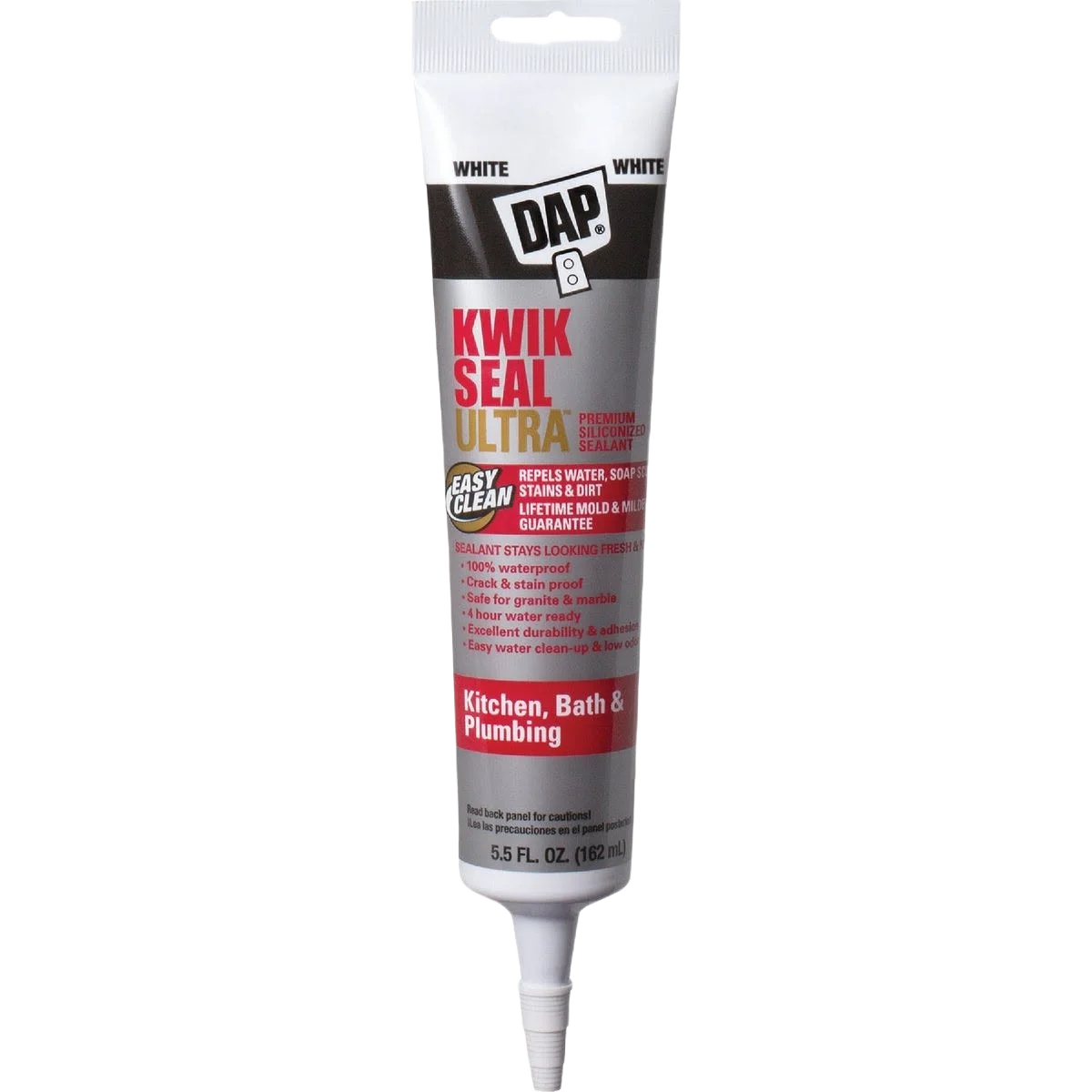 Fine DAP Kwik Seal White Ultra Kitchen Bath Sealant with Silicone 5.5 oz. High-Performance