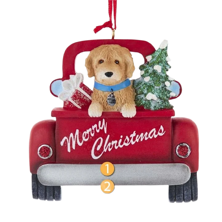 User-Friendly Kurt S. Adler Personalized Merry Christmas Labradoodle In Red Truck Ornament Crafted