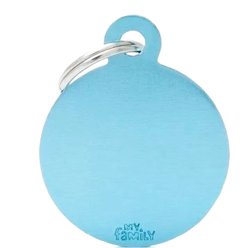 Excellent MyFamily Large Light Blue Round ID Tag Casual
