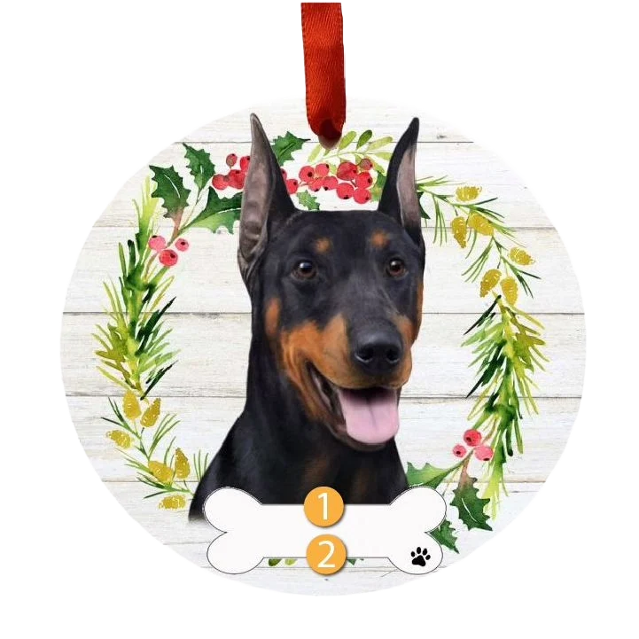 Certified E S Pets Personalized Doberman Face Wreath Ornament Minimalist