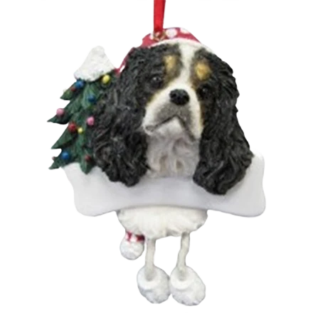 Innovative E S Pets Personalized Tricolor King Charles Dangling Legs Ornament Premium
