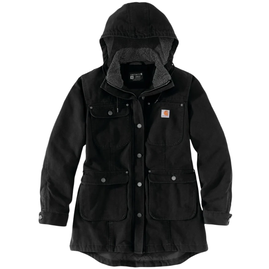 Pure Carhartt Women's Large Black Washed Duck Coat Long-Lasting