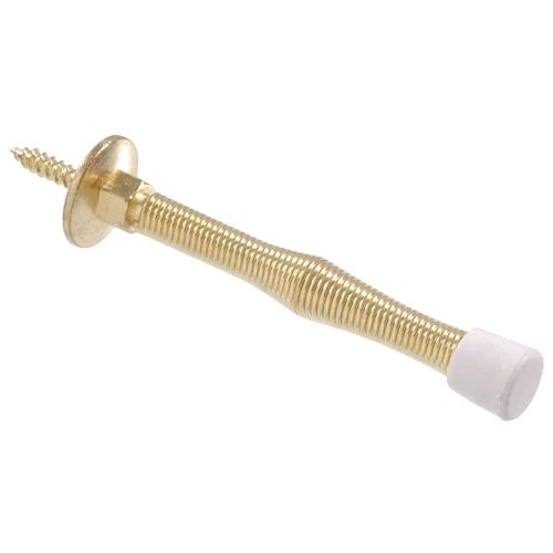 High-End Hillman Brass Utility Spring Door Stop 3 in. Casual