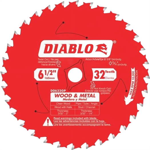 Prestigious Diablo 6-1 2-In. 32-Tooth Wood Metal Carbide Saw Blade Elite