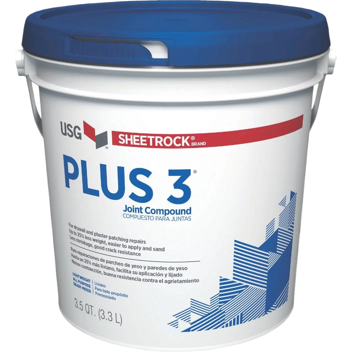 Genuine Sheetrock Plus 3 Pre-Mixed Lightweight Drywall Joint Compound 3.5 Qt. Certified