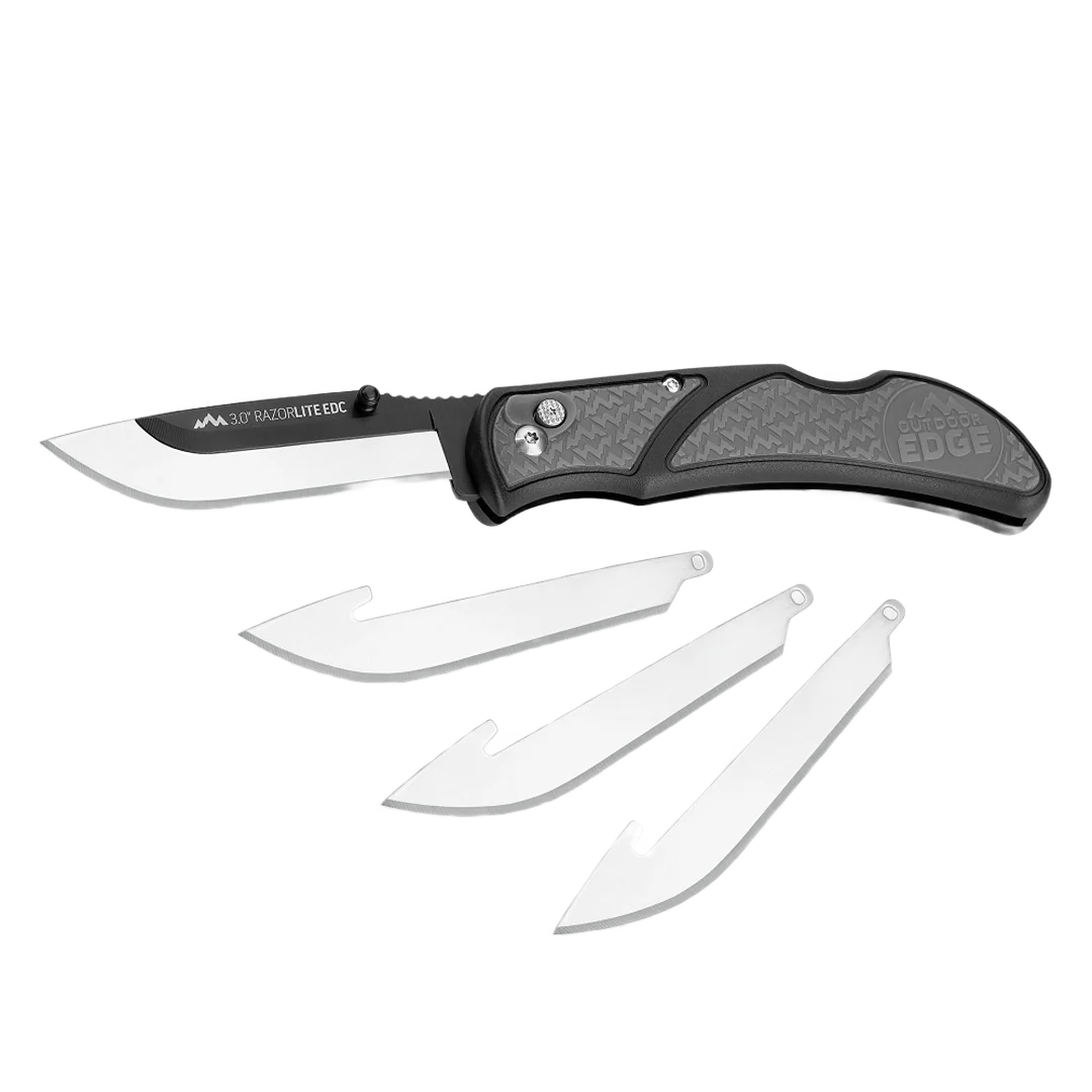 Fast Outdoor Edge Razor-Lite Replaceable Blade 3 In. Folding Knife Gray Unique