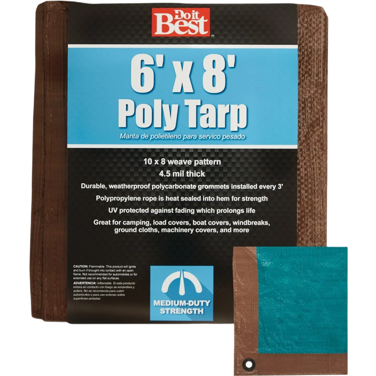 Modern Do it Brown Green Medium Duty Poly Tarp 6 Ft. x 8 Ft. Authentic
