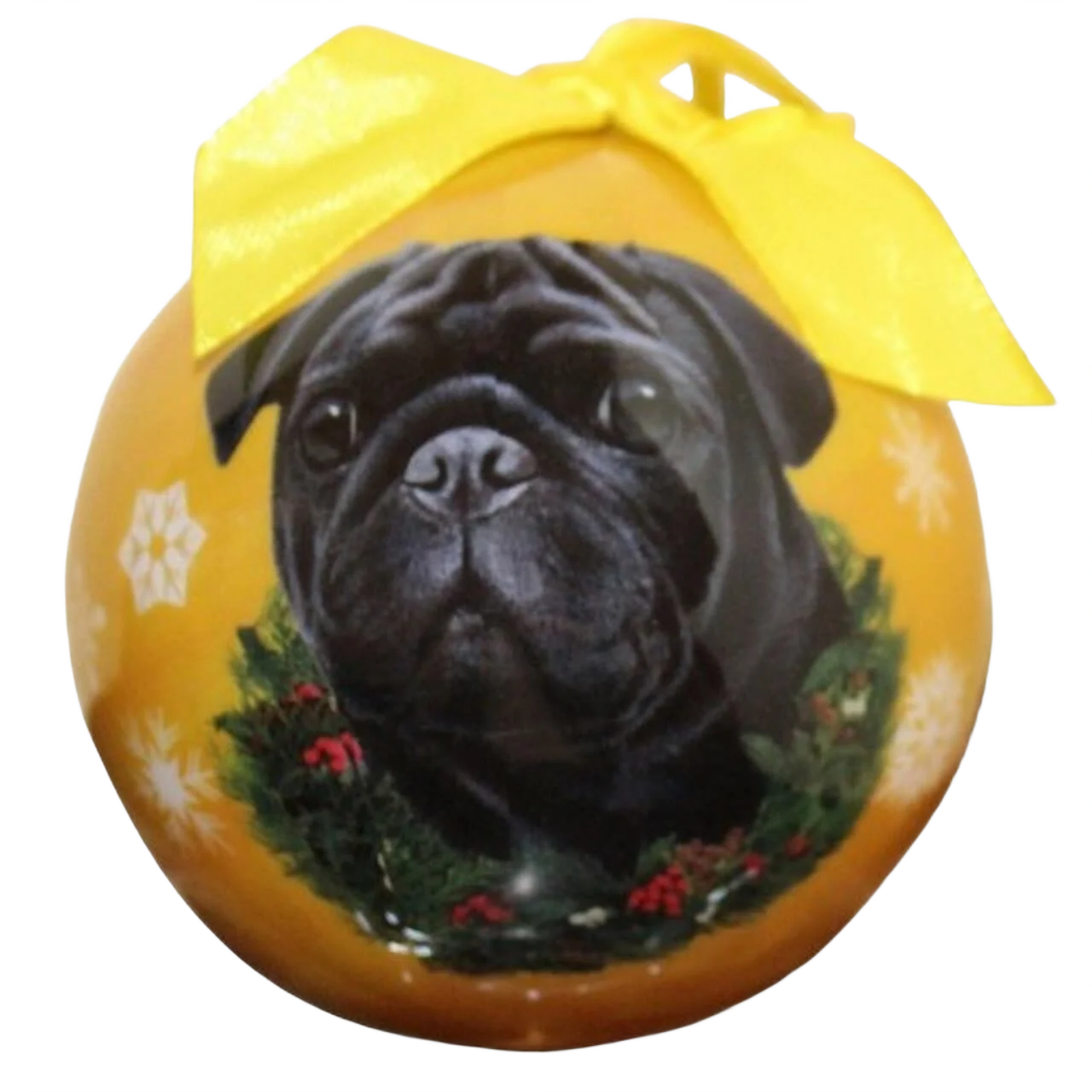 Original E S Pets Black Pug Christmas Ball Ornament High-End