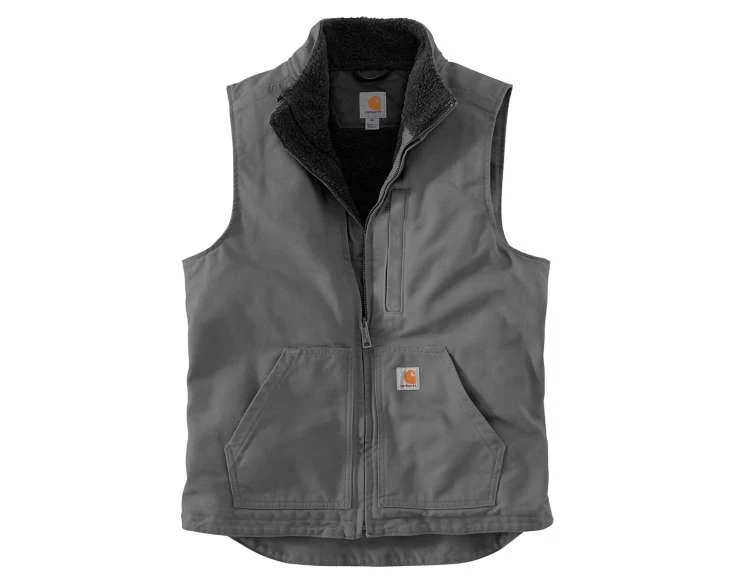 Eco-Friendly Carhartt Men's Tall 3X Gravel Washed Duck Sherpa Lined Mock Neck Vest Fast