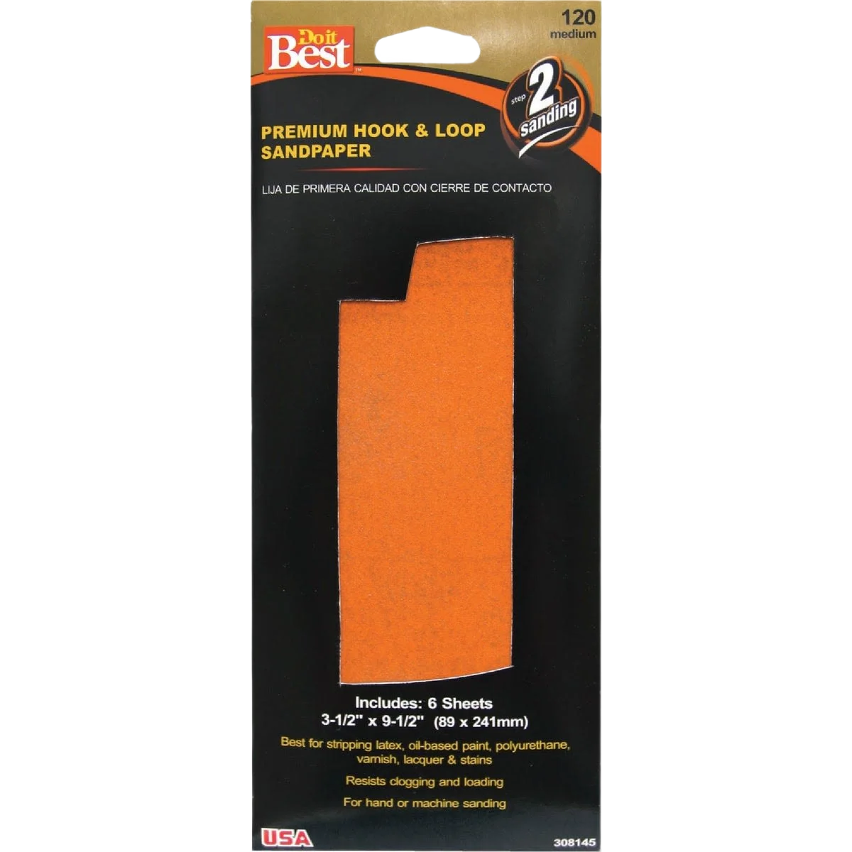 Verified Do it 3-1 2 x 9-1 2 120-Grit Medium Premium Hook Loop Sandpaper 6-Pack Reusable