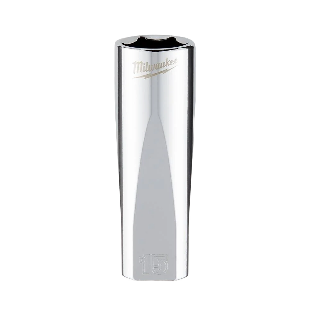Superior Milwaukee 3 8 Drive 15-mm 6-Point Deep Socket w FOUR FLAT™ Sides Fashionable