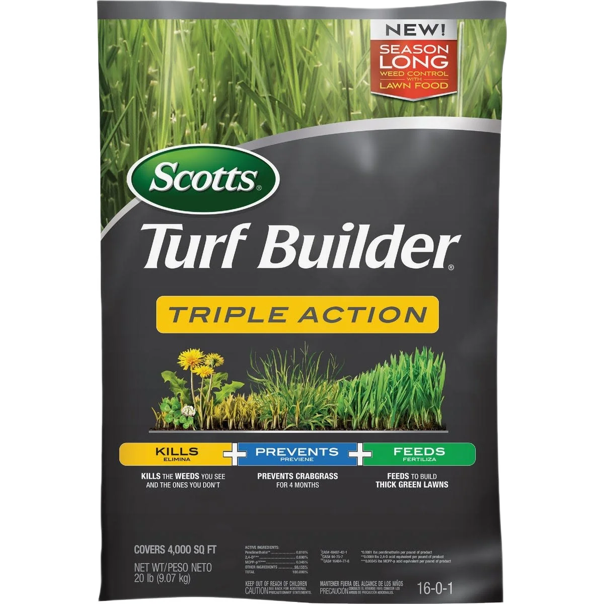 Detailed Scotts Turf Builder Triple Action Lawn Fertilizer with Weed Killer 20 lbs. High-Grade