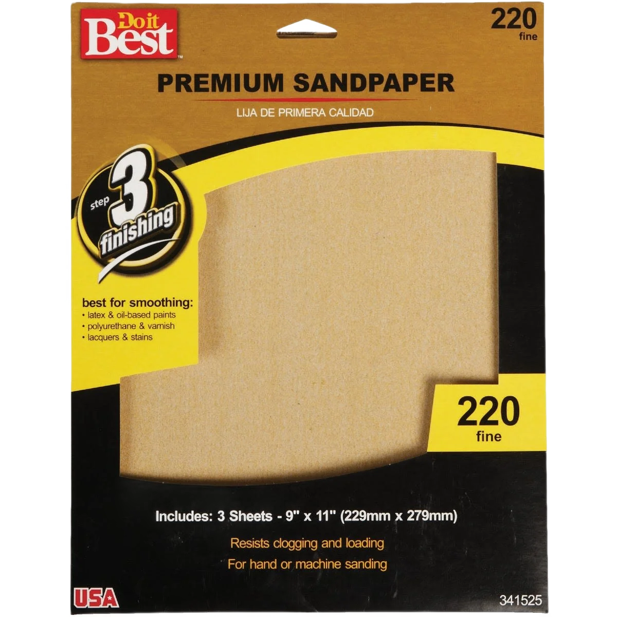 Optimized Do it 9 x 11 220-Grit Fine Premium Plus Sandpaper 3-Pack Elegant