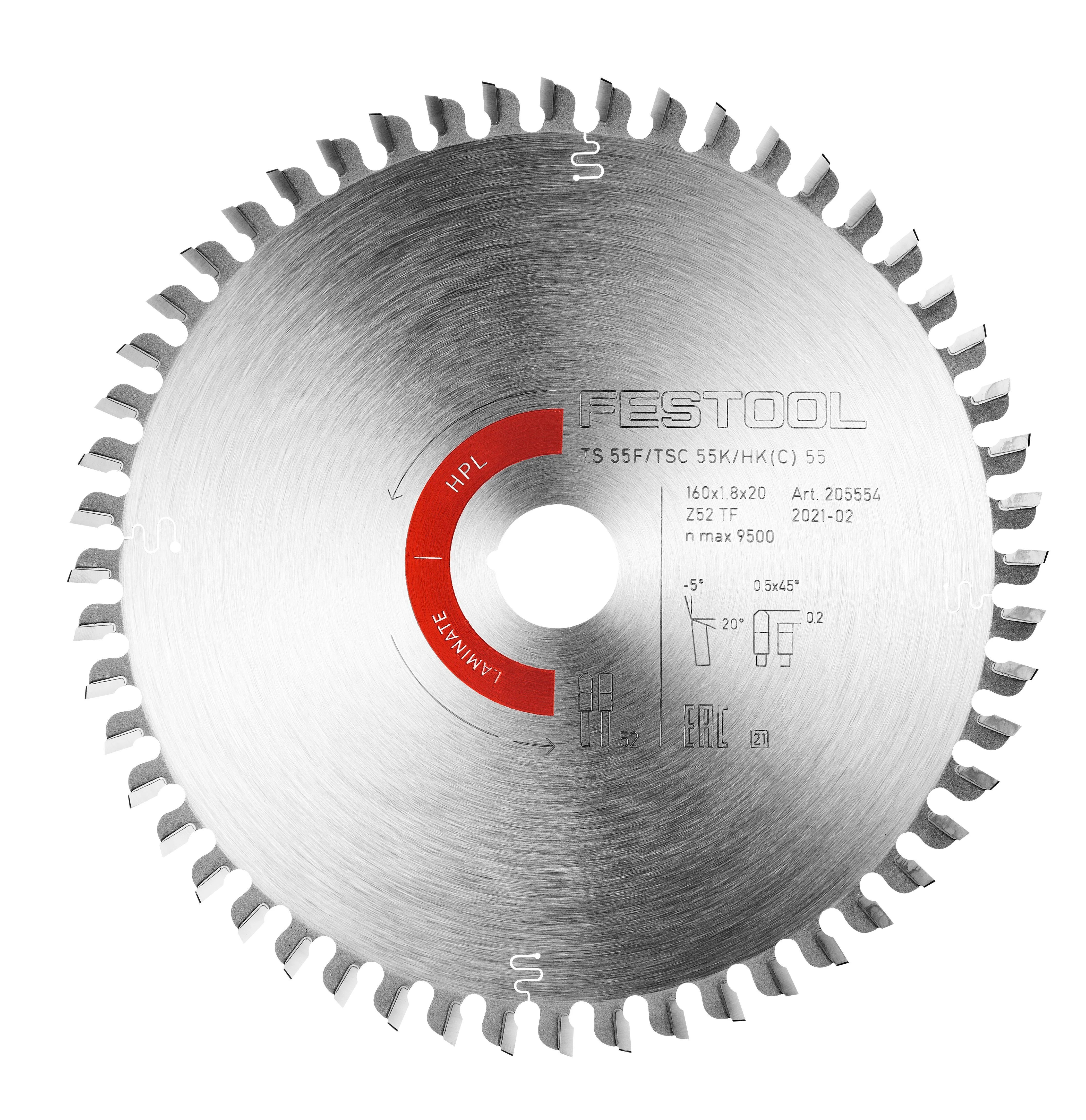High-Performance Festool 205562 Laminate HPL Saw Blade HW 160x1 8x20 TF52 L Trendy