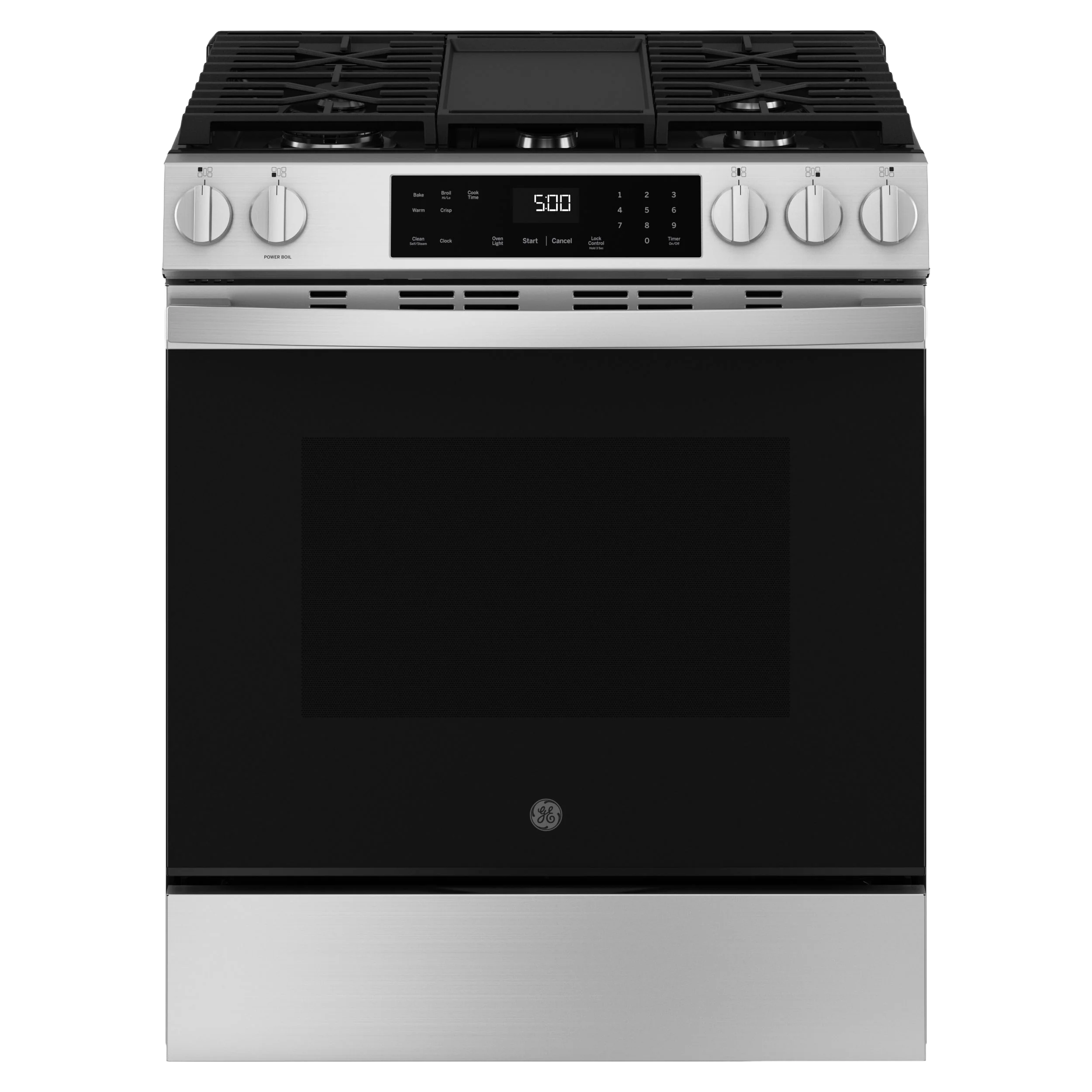 Eco-Friendly GE® 30 Slide-In Front-Control Gas Range with Crisp Mode Comfortable