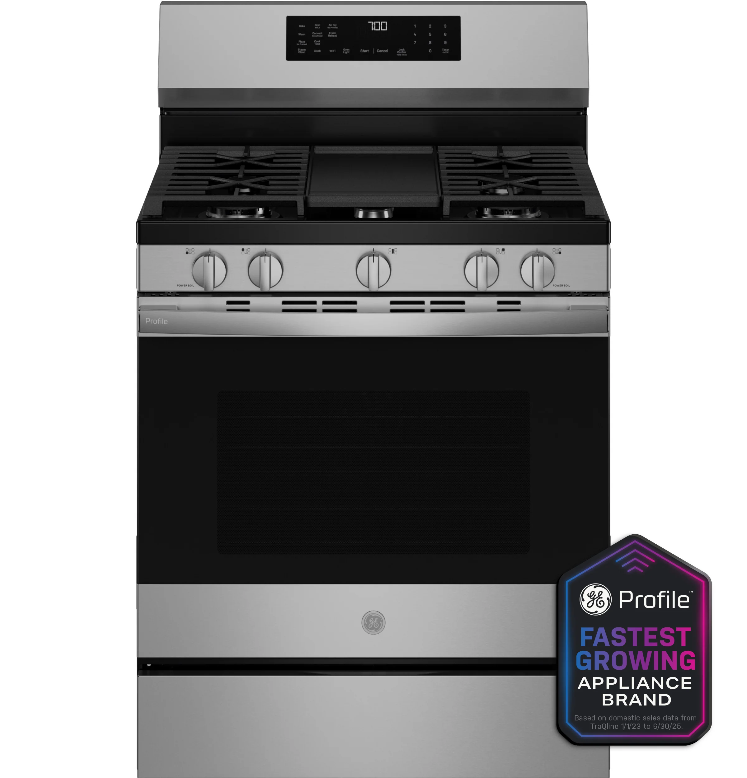 Environmentally Friendly GE Profile™ 30 Smart -Standing Gas Convection Range with No Preheat Air Fry and EasyWash™ Oven Tray Sustainable