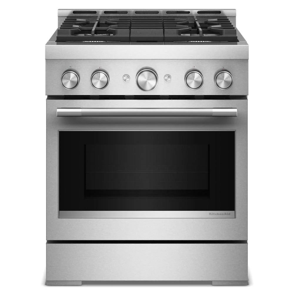 High-End KitchenAid® 30-Inch 4 Burner Commercial-Style Gas Range with No Preheat Air Fry Mode Optimized