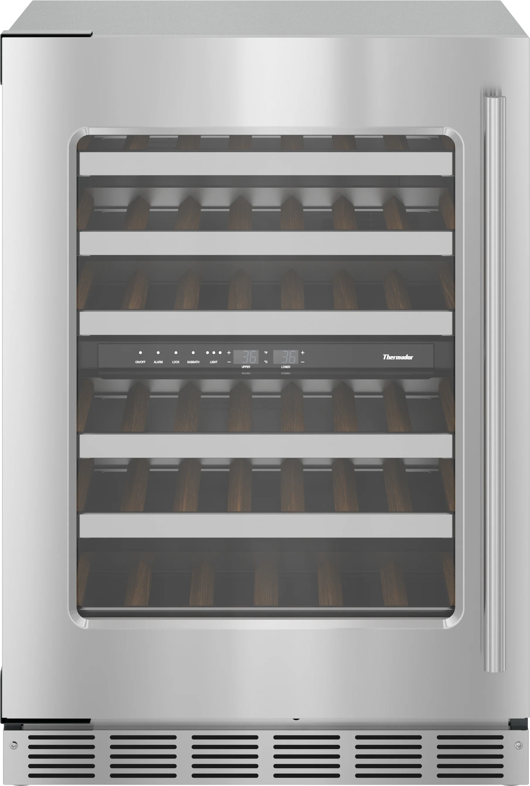 Fashionable dom® Under Counter Wine Cooler with Glass Door 24'' Stainless Steel Left Hinge Contemporary