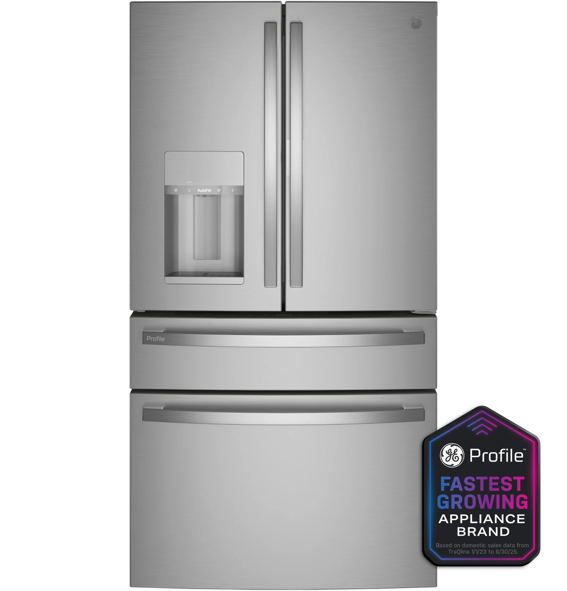 Clean GE Profile™ ENERGY STAR® 27.9 Cu. Ft. Smart Fingerprint Resistant 4-Door French-Door Refrigerator with Door In Door Safe