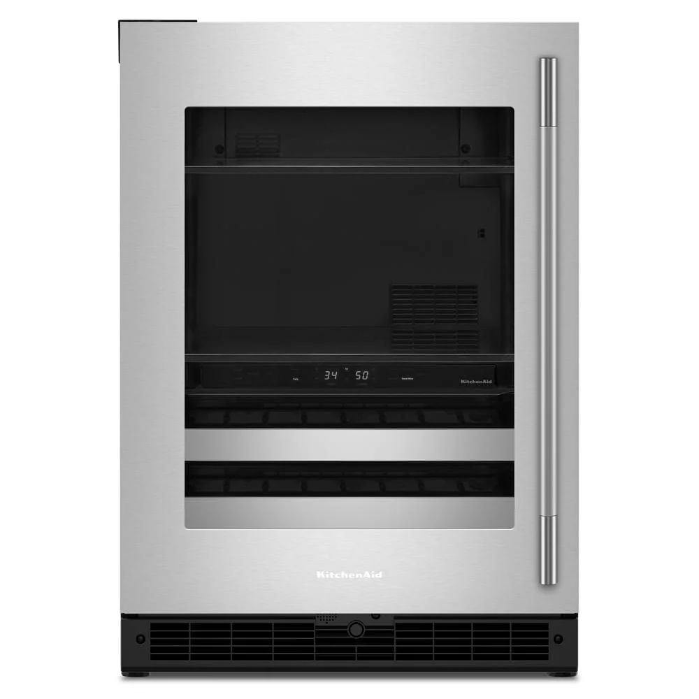 Crafted 4.8 Cu. Ft. 24-Inch Beverage Center with 14-Wine Bottle Capacity and Metal-Front Racks in Stainless Steel Carefully Designed