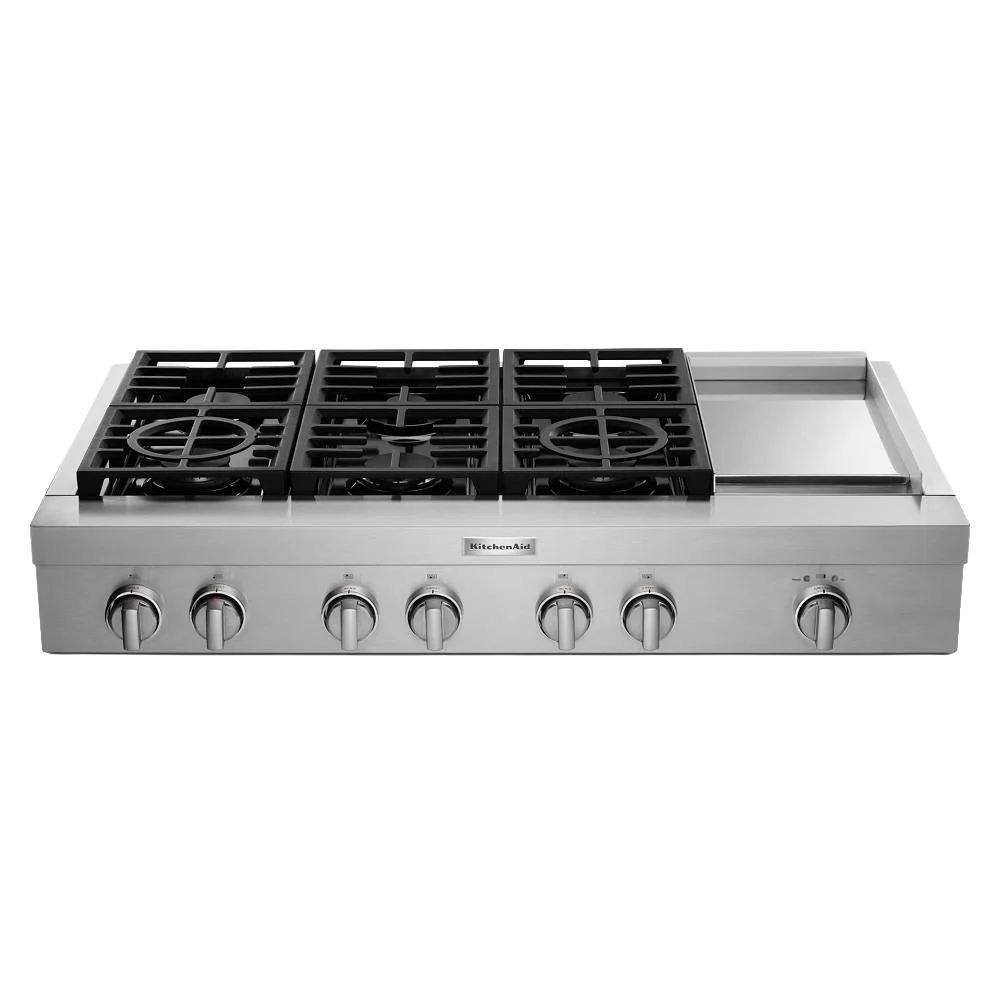 Exceptional KitchenAid® 48'' 6-Burner Commercial-Style Gas Rangetop with Griddle Luxury