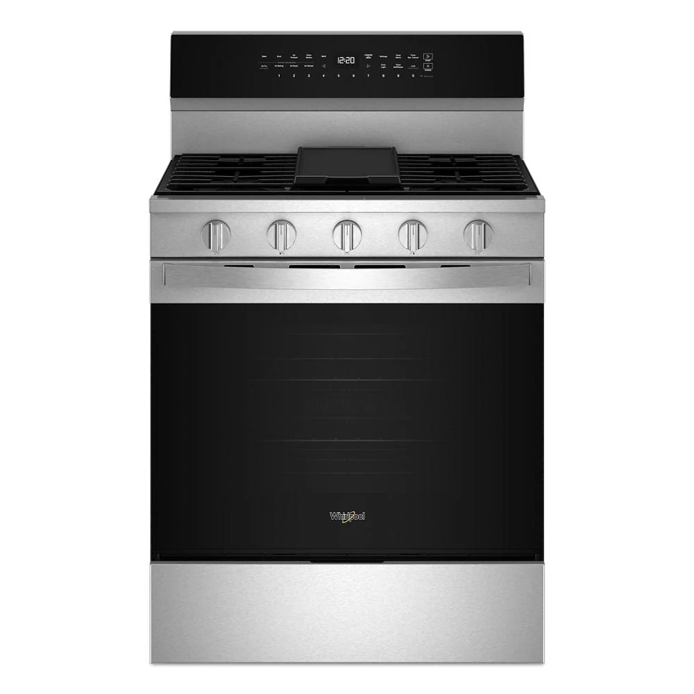 Contemporary 30-inch Smart Gas Range with Air Cooking Technology No Preheat Air Fry Steam Self Clean and High Speed Preheat Breathable