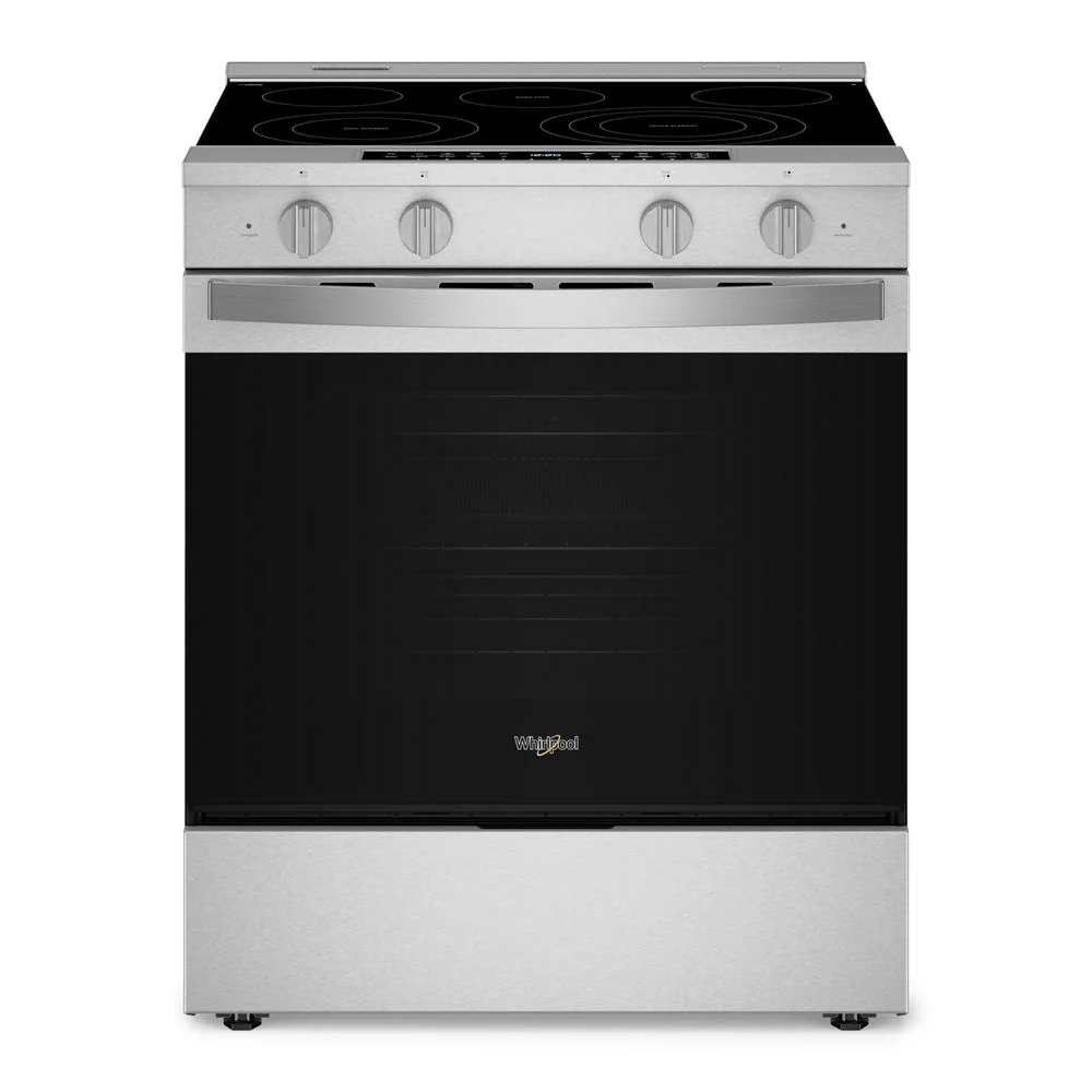 Sophisticated 30-inch Smart Slide in Electric Range with Air Cooking Technology No Preheat Air Fry WipeClean™ Coating Steam Self Clean and High Speed Preheat Comfortable