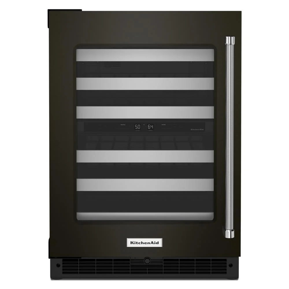 Fashionable 24 Undercounter Wine Cellar with Glass Door and Metal-Front Racks Specialty