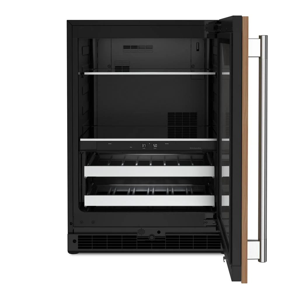 Unique 4.8 Cu. Ft. 24-Inch Panel-Ready Beverage Center with 14-Wine Bottle Capacity and Metal-Front Racks Breathable