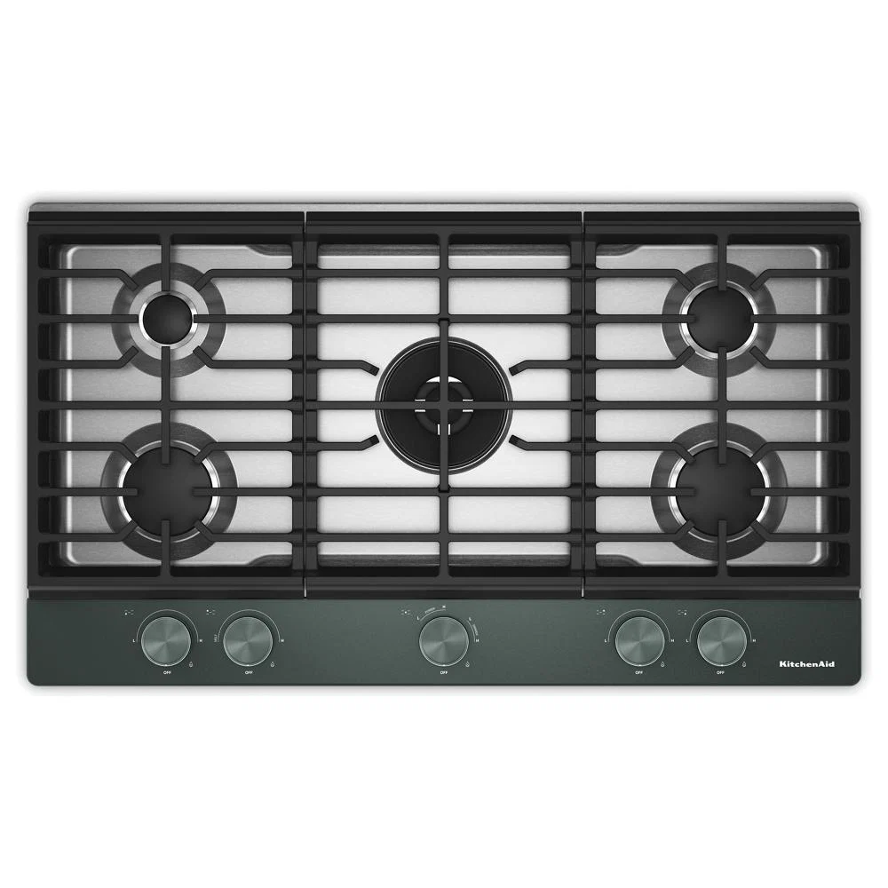 Exclusive KitchenAid® 36 in. Gas Cooktop with 5 Burners and Integrated Wok Grate Smooth