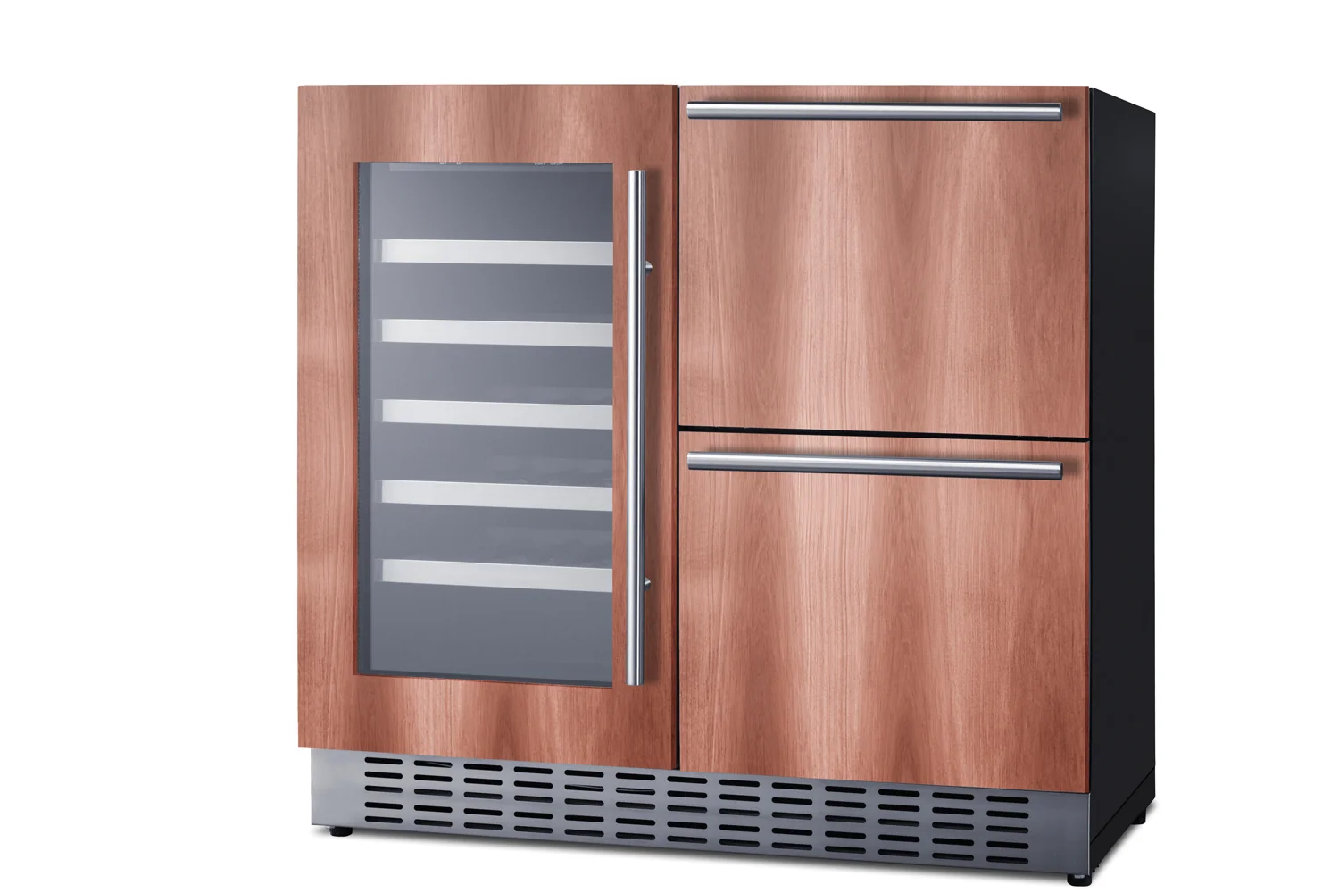 Excellent 36 Wide Combination Wine Cellar 2-Drawer Refrigerator Panel Not Included Artisan