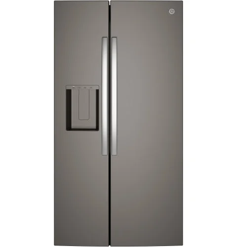 Innovative GE® 27.9 Cu. Ft. Side-By-Side Refrigerator with Extra Tall Dispenser and In-Door Icemaker Responsible
