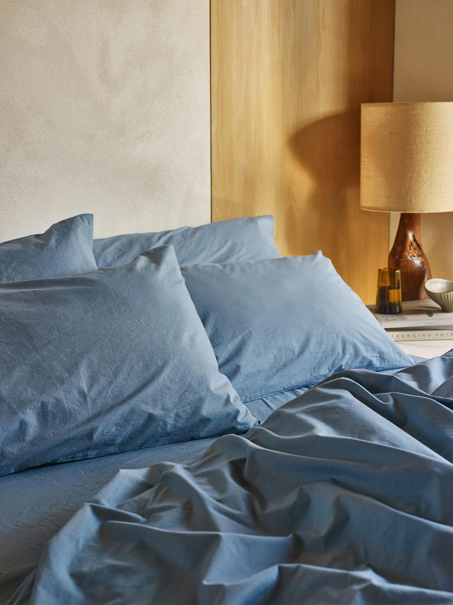 Dependable Cove Blue Washed Cotton Percale Pillowcases Pair Practical