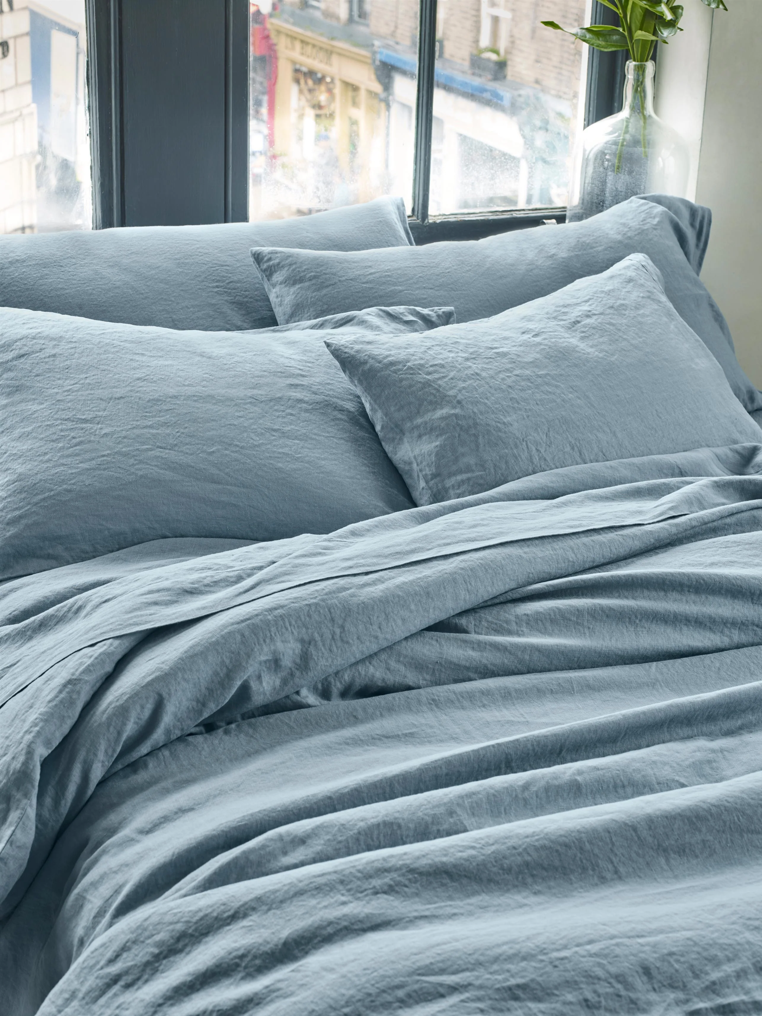 Convenient Dusk Blue Linen Pillowcases Pair Next-Generation