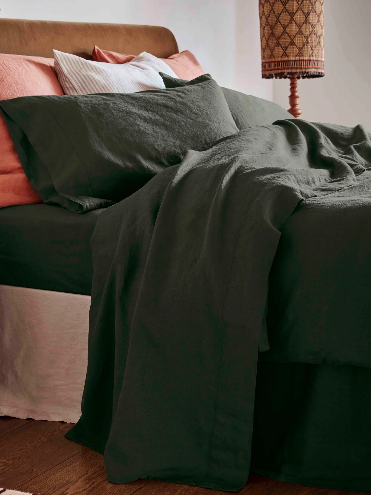 Consistent Fern Green Linen Flat Sheet Long-Lasting