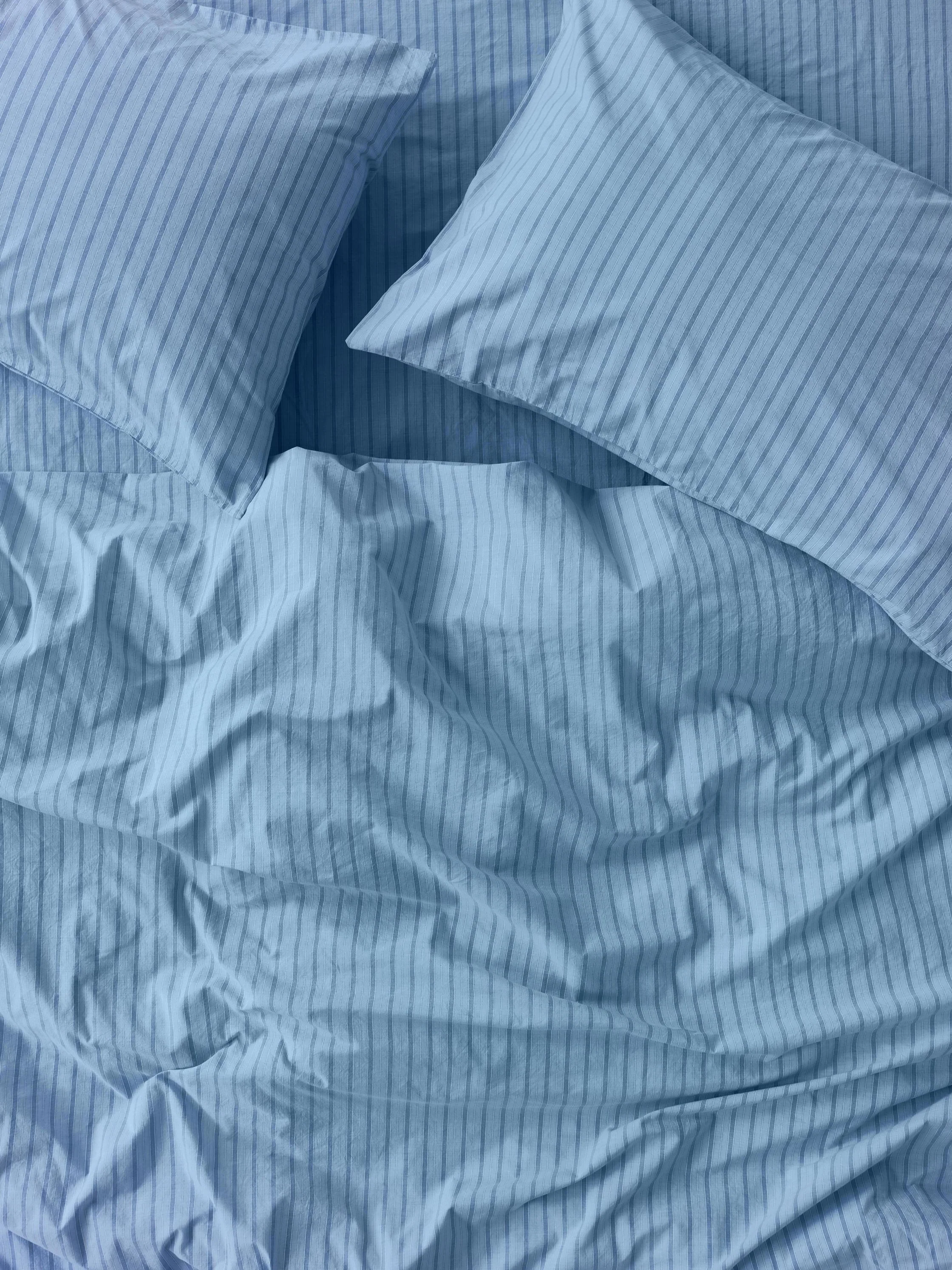 Reusable Pale Blue Favourite Shirt Stripe Cotton Duvet Cover Fashionable