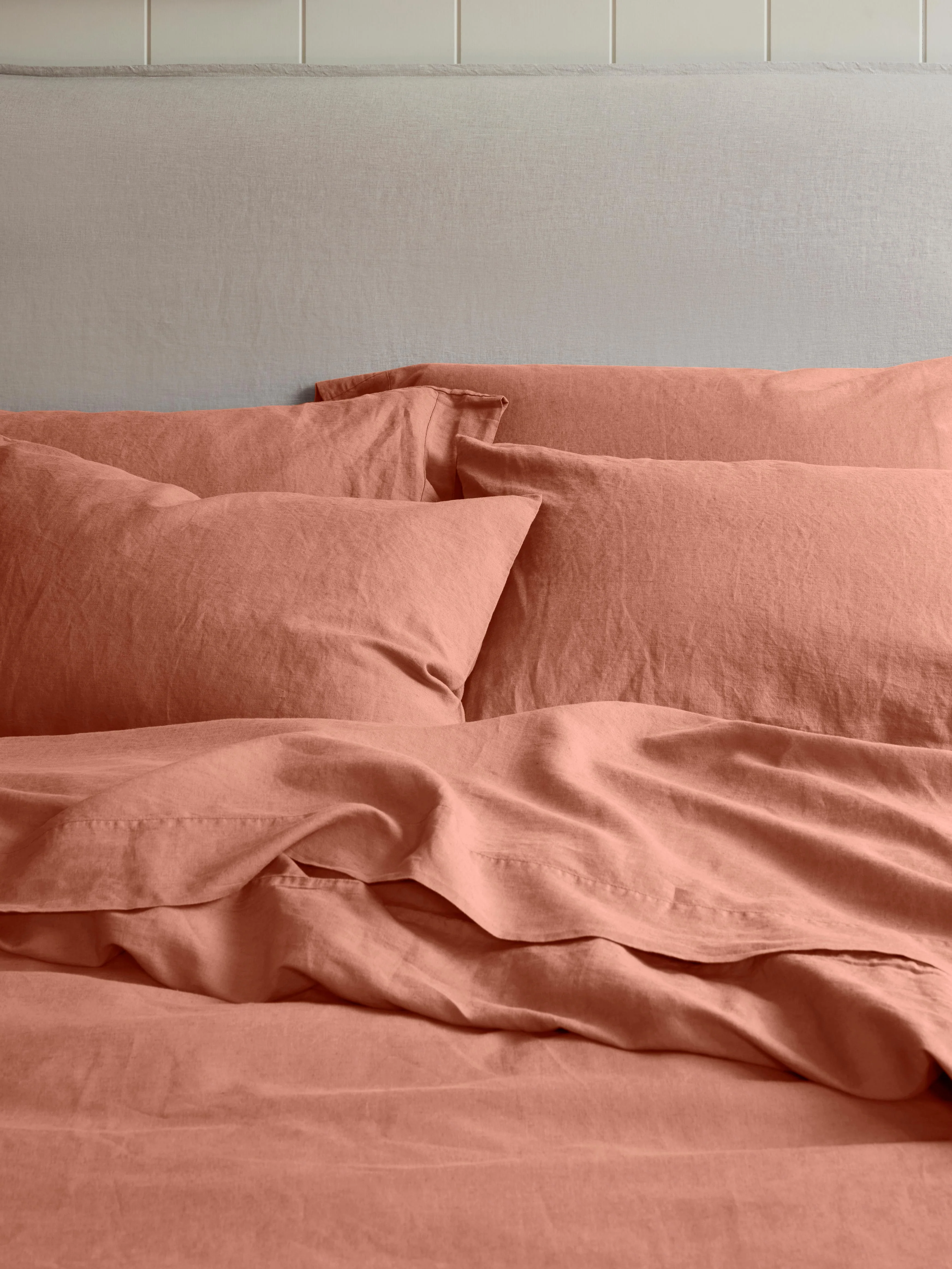 Solid Warm Clay Linen Blend Pillowcases Pair Genuine