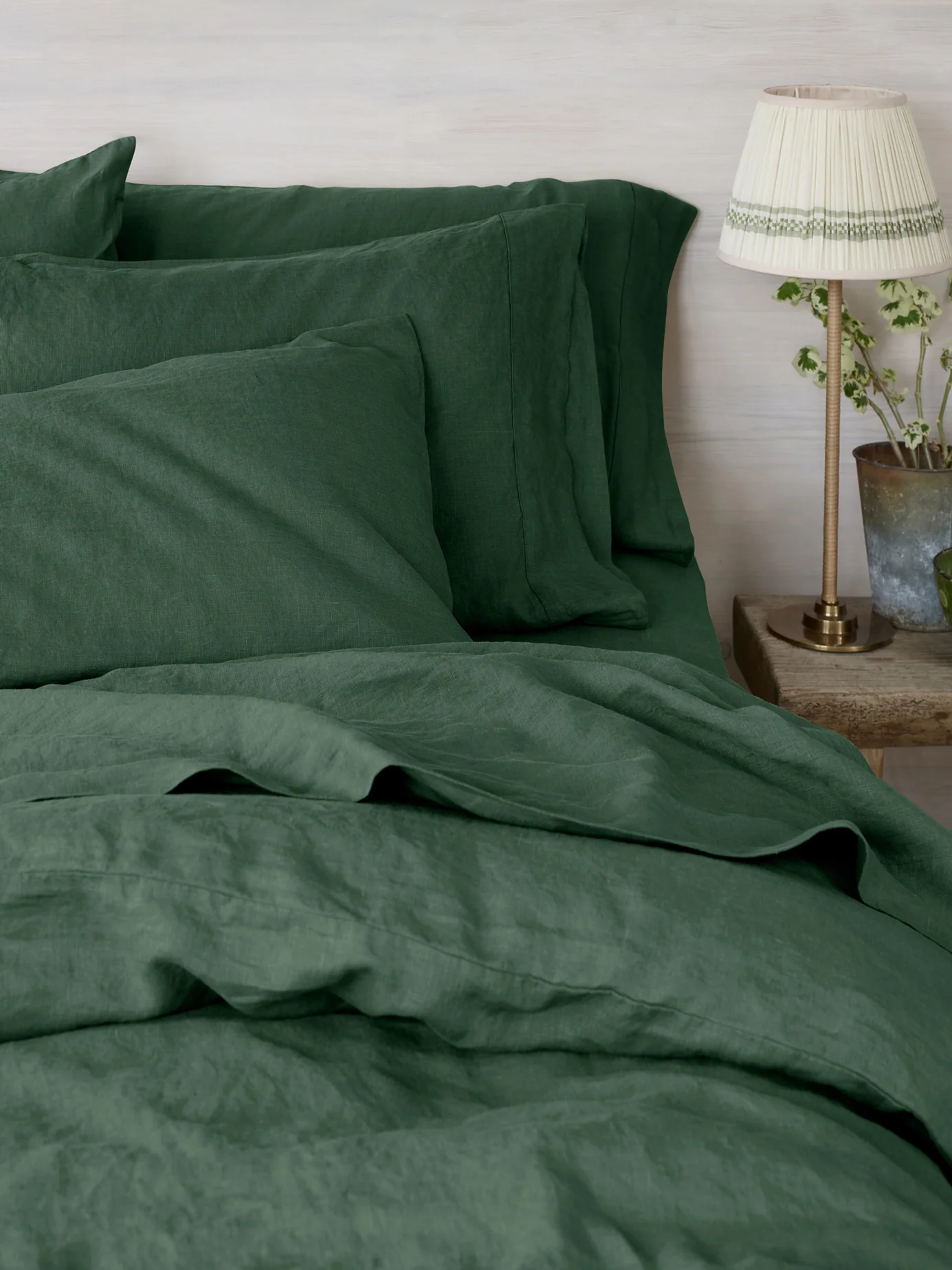 Trendy Elm Green Linen Blend Pillowcases Pair User-Friendly