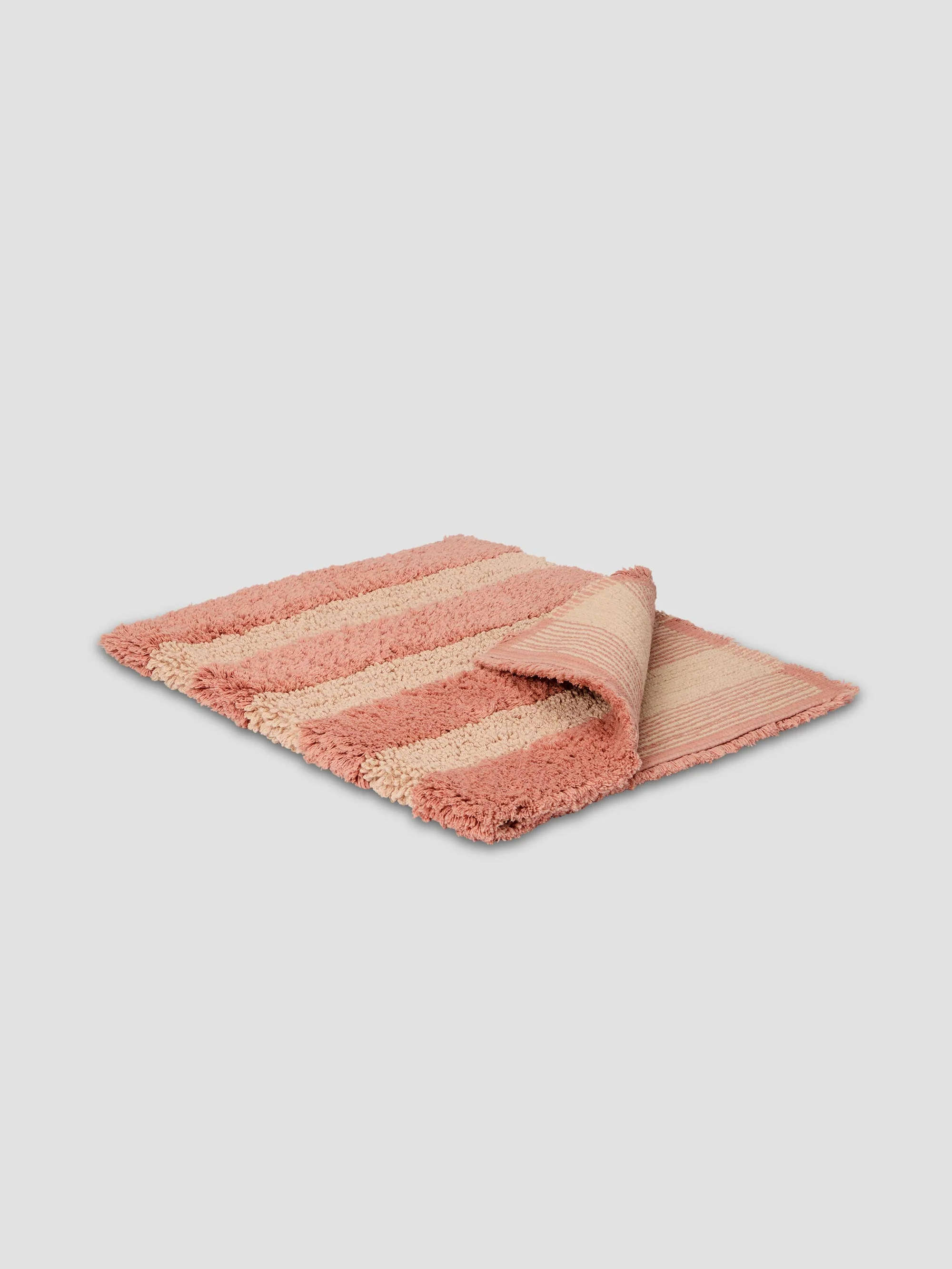 Versatile Sand Shell Pembroke Stripe Cotton Bath Mat Smooth