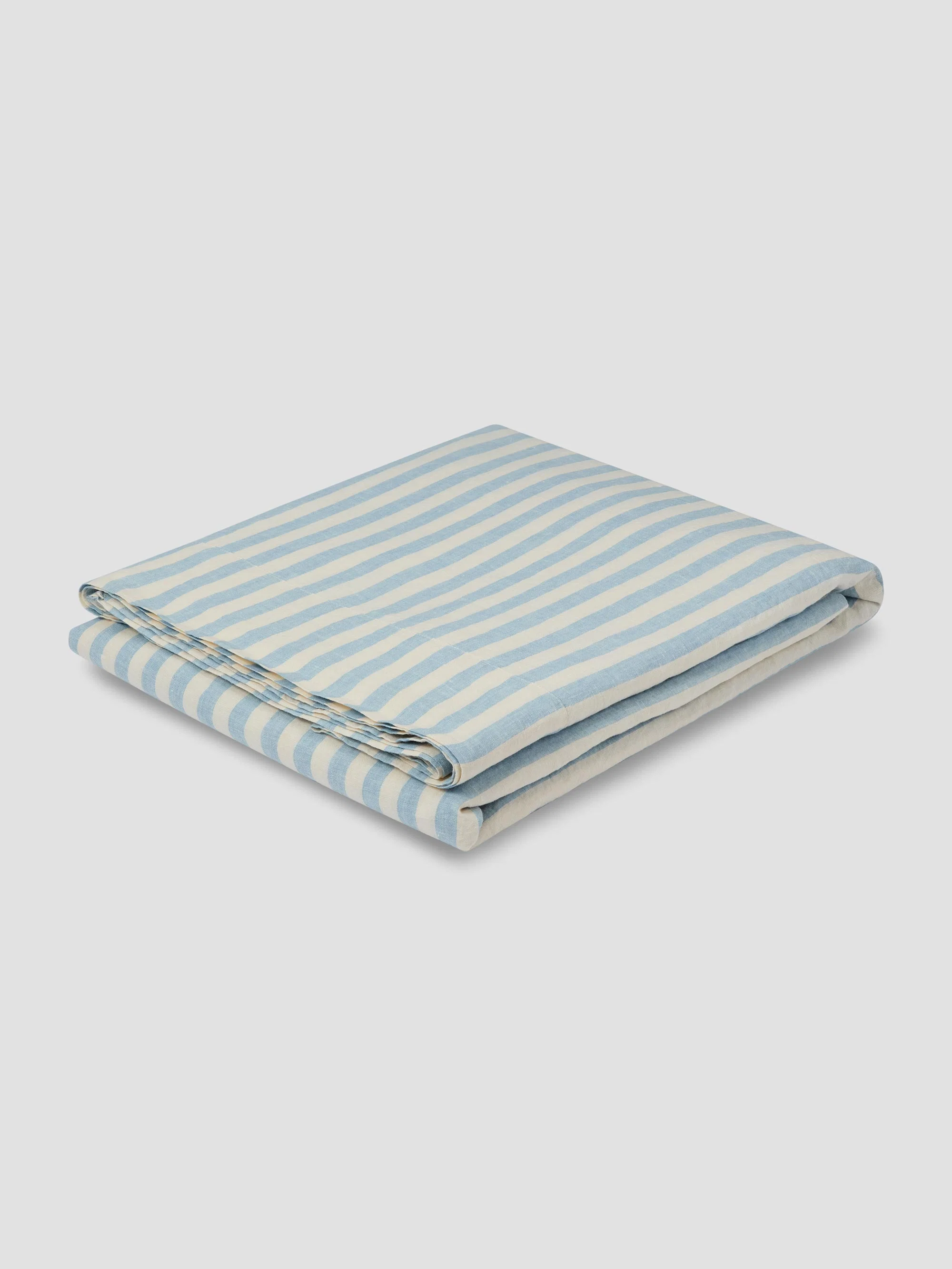 Selected Coastal Blue Pembroke Stripe Linen Flat Sheet Professional