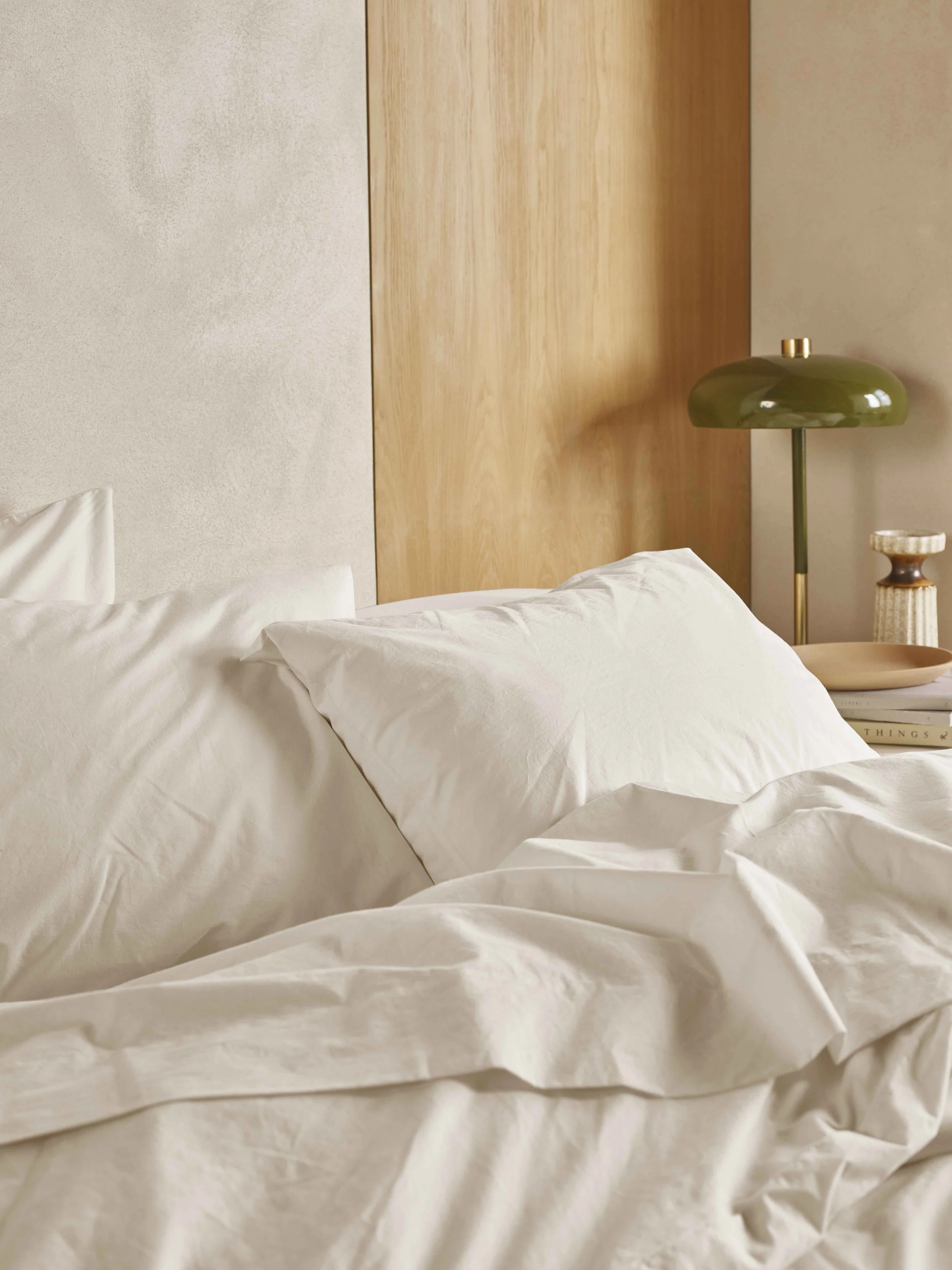 Elegant Mindful Cream Washed Cotton Percale Pillowcases Pair Genuine