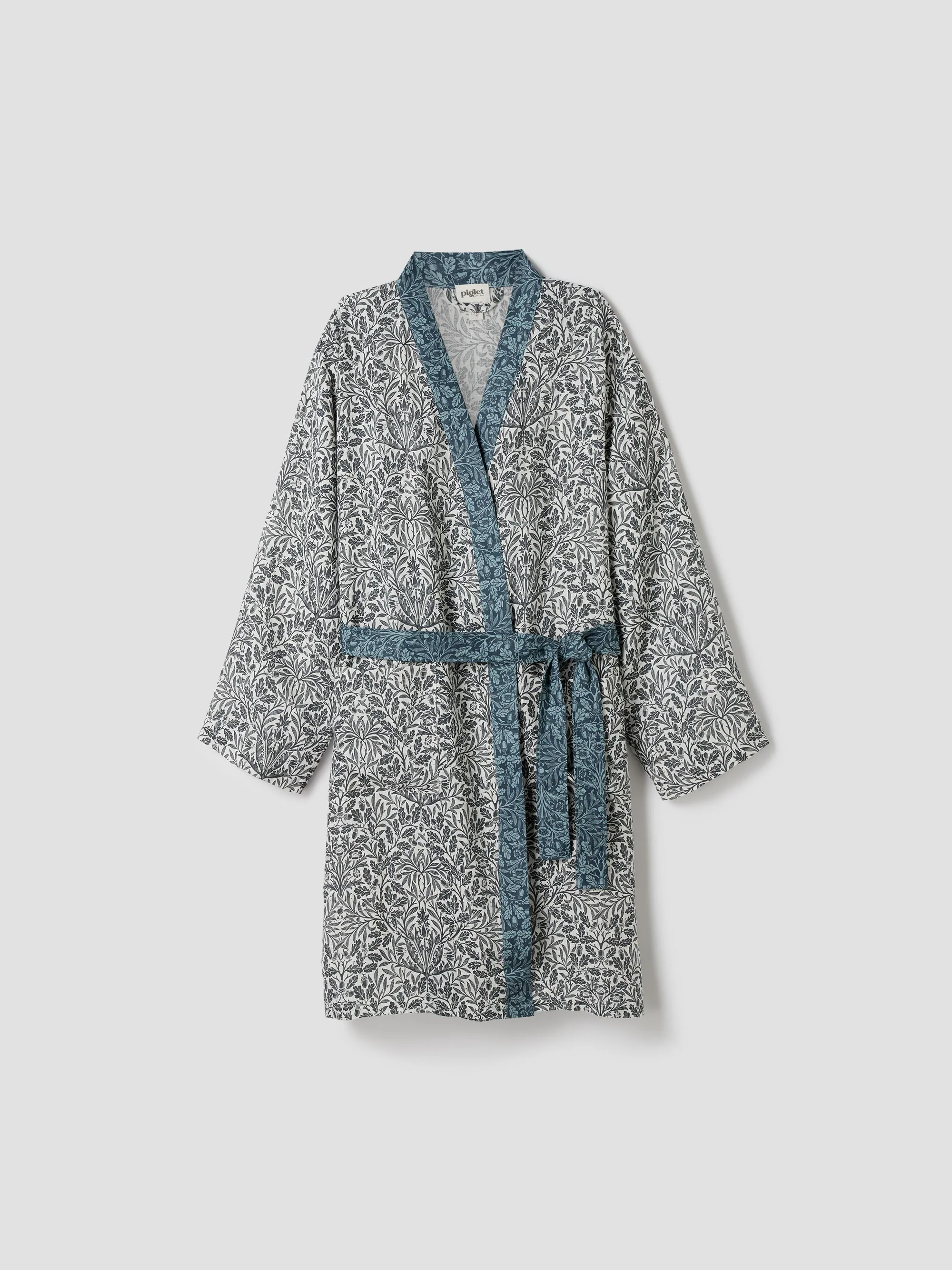 Fashionable Ernest Blue Pure Acorn Linen Robe and Sleep Mask Sustainable