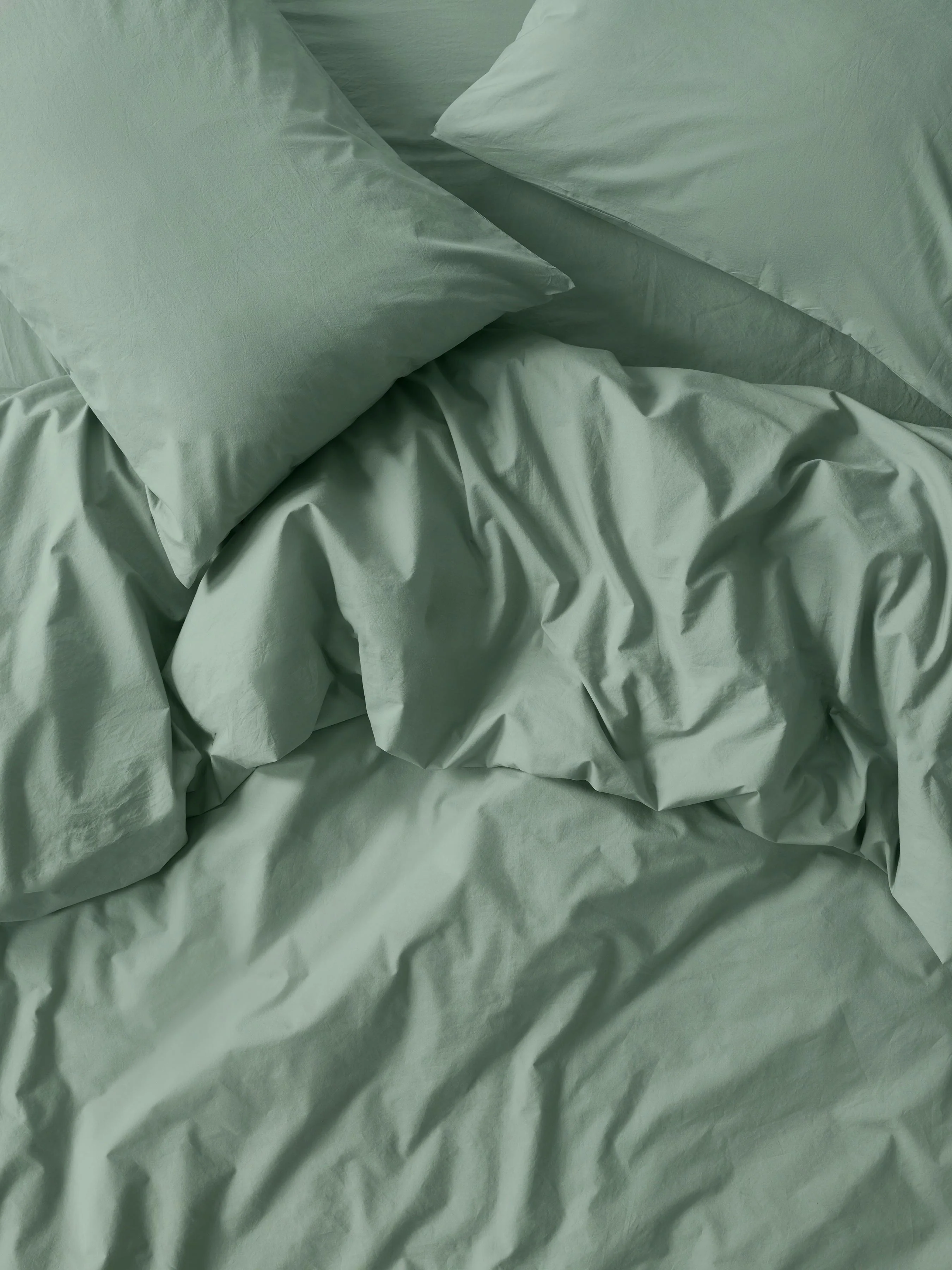 Authentic Mellow Green Washed Cotton Percale Duvet Cover Fine