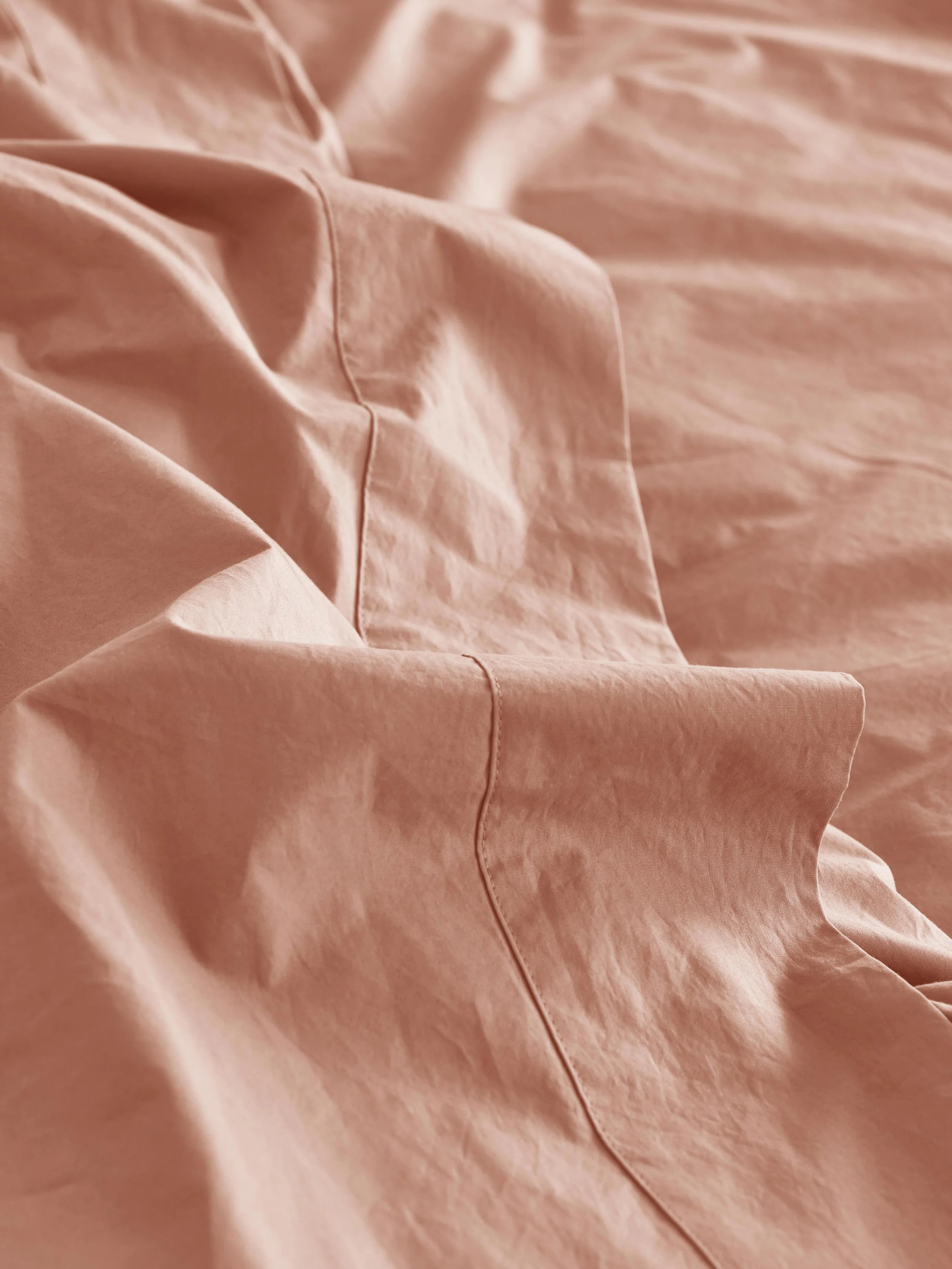 Organic Blush Pink Washed Cotton Percale Flat Sheet Advanced