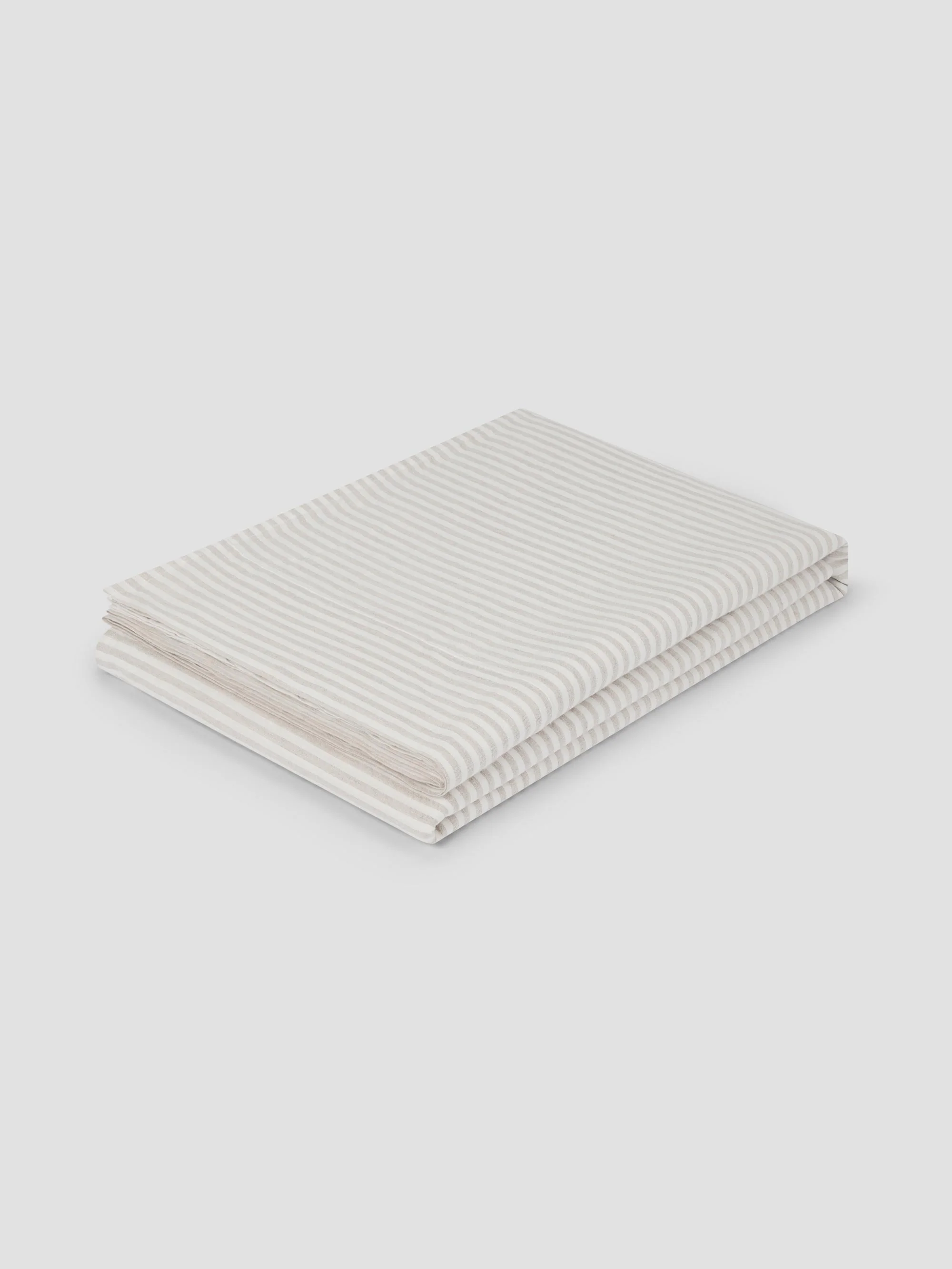 Efficient Oatmeal Stripe Linen Blend Flat Sheet High-Quality
