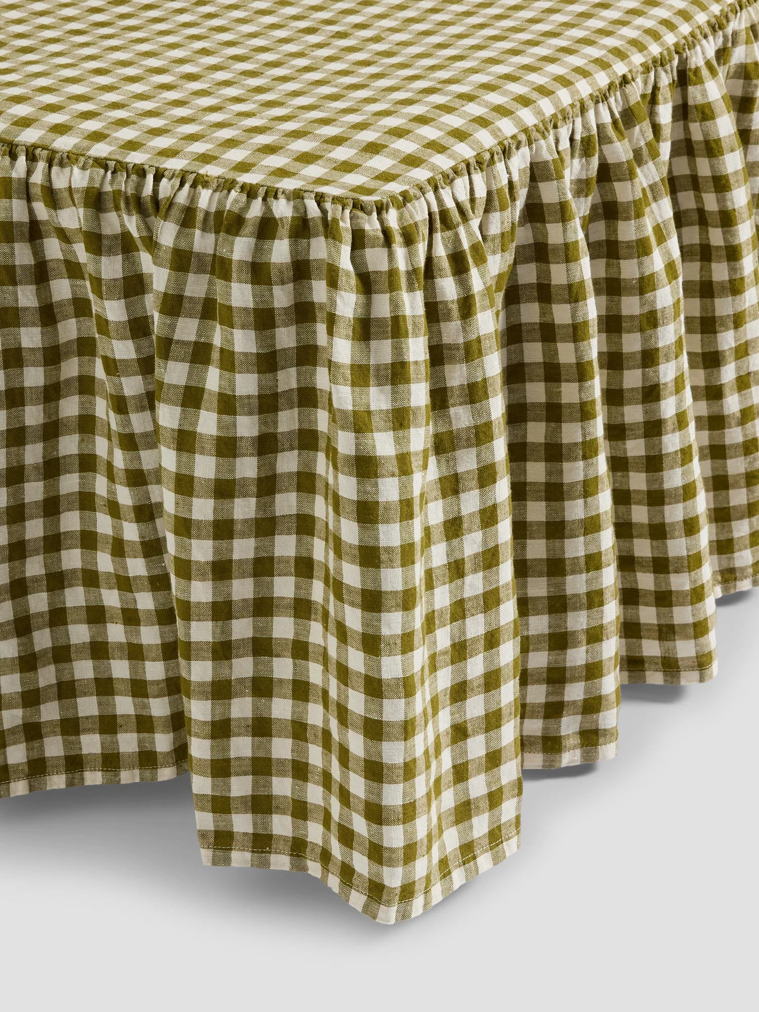Minimalist Botanical Green Gingham Linen Valance User-Friendly