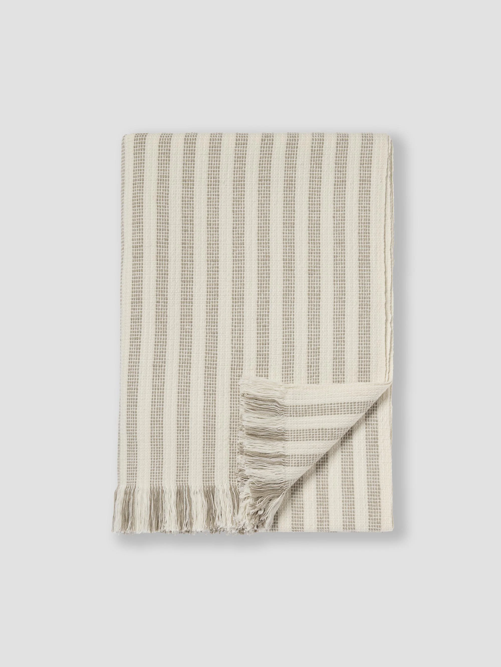 Effective Oatmeal Pembroke Stripe Wool Throw Modern