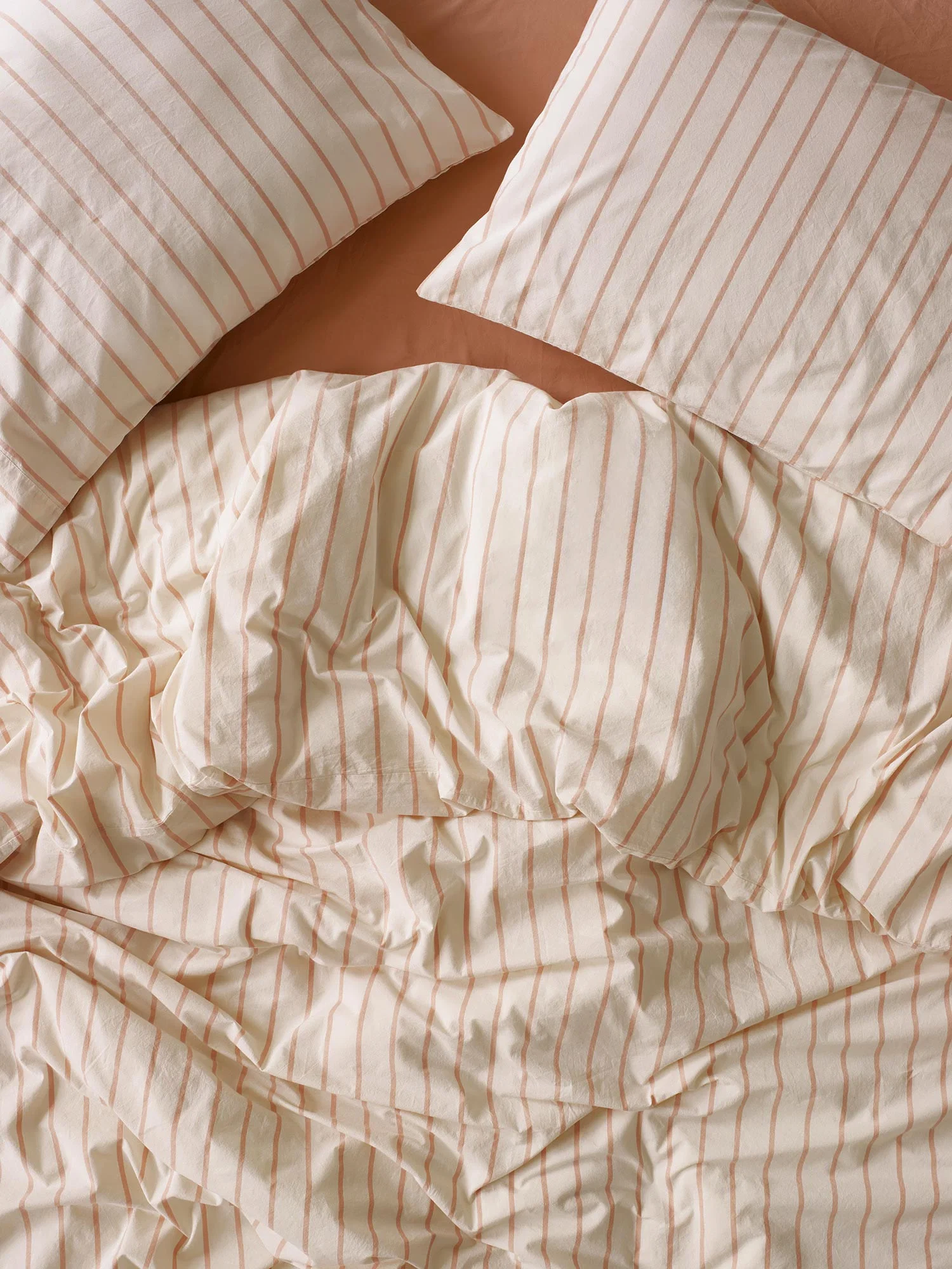Soft Blush Pink Slumber Stripe Cotton Duvet Cover Long-Lasting