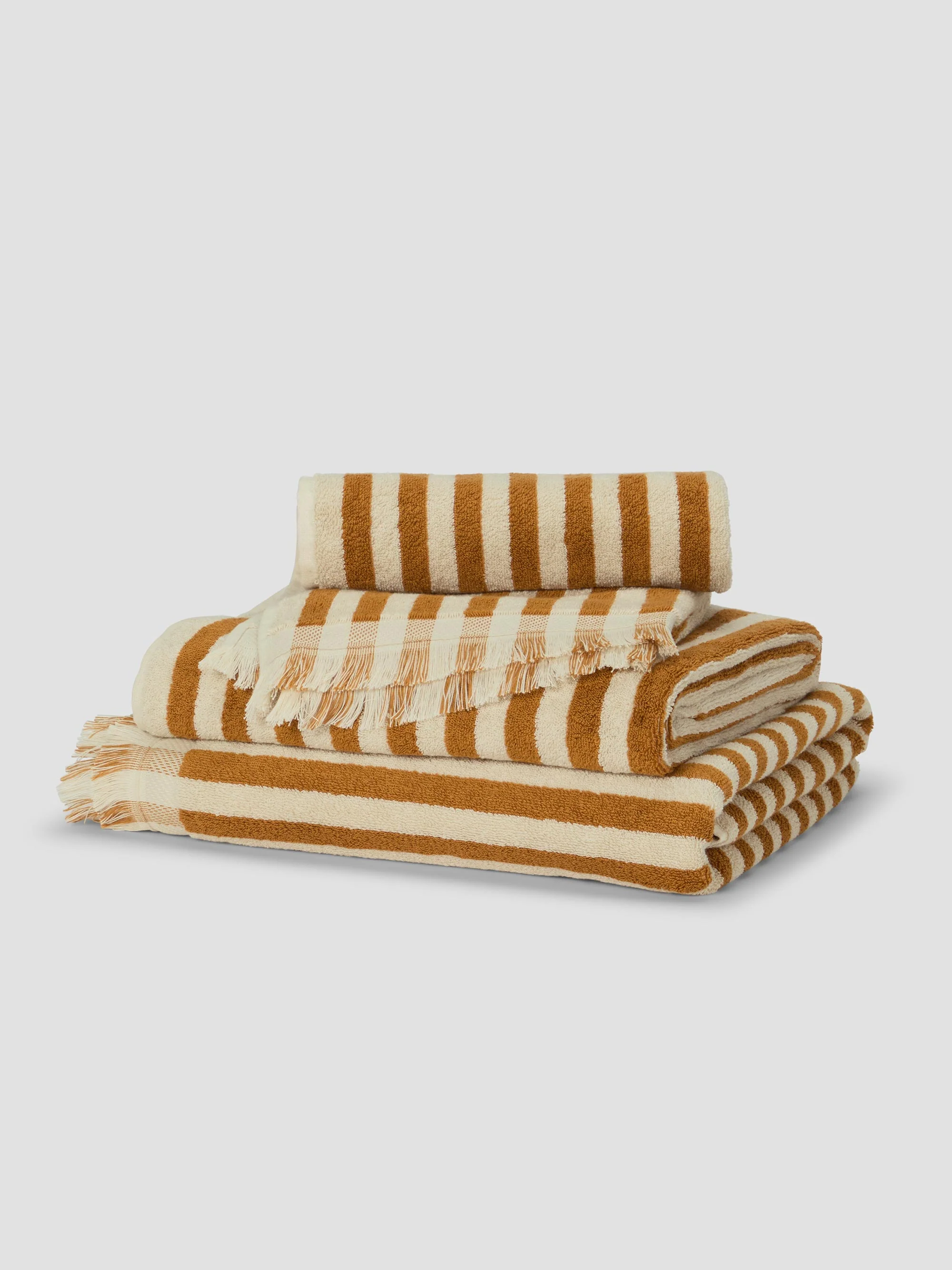 Exclusive Russet Yellow Pembroke Stripe Cotton Towels Original